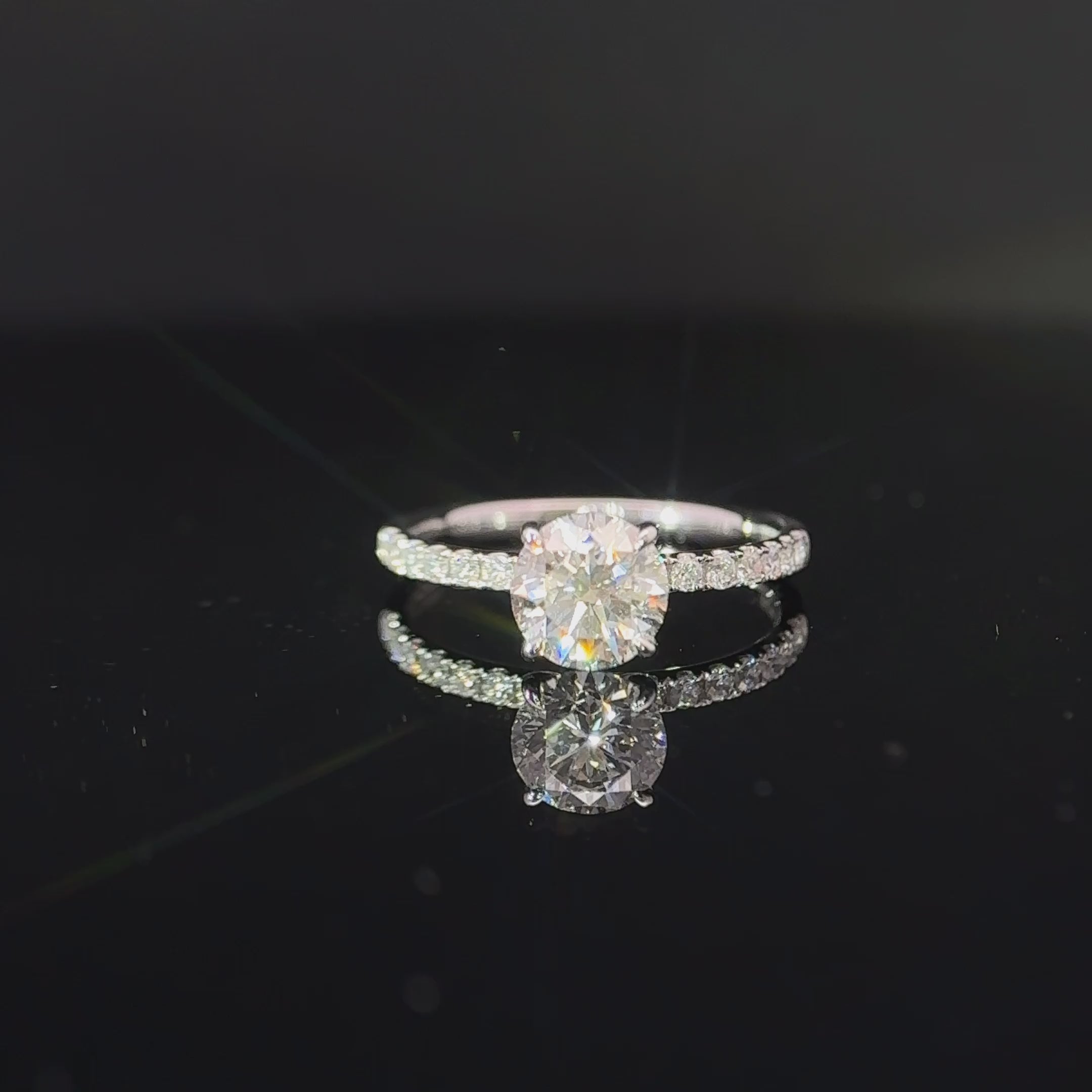 LGR050 - [Setting Only] Four Prong With Side Stone Diamond Engagement Ring