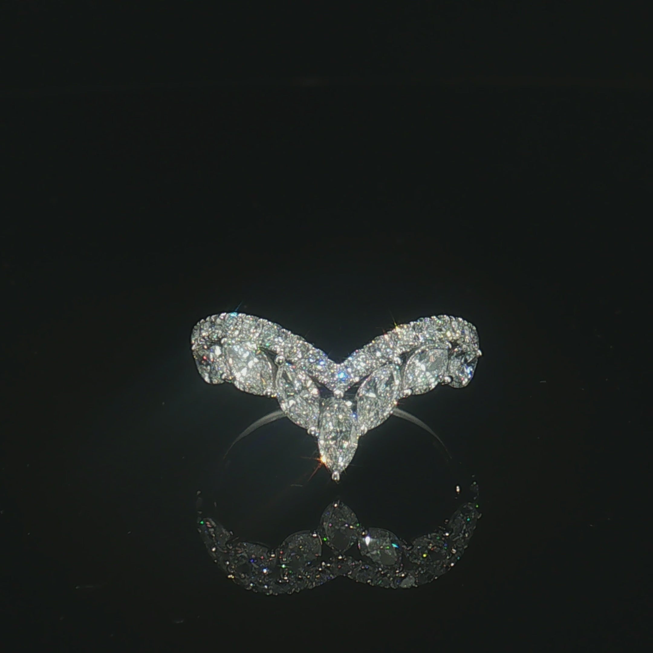 LBA0823 - Marquise & Round Diamond Chevron Wedding Band
