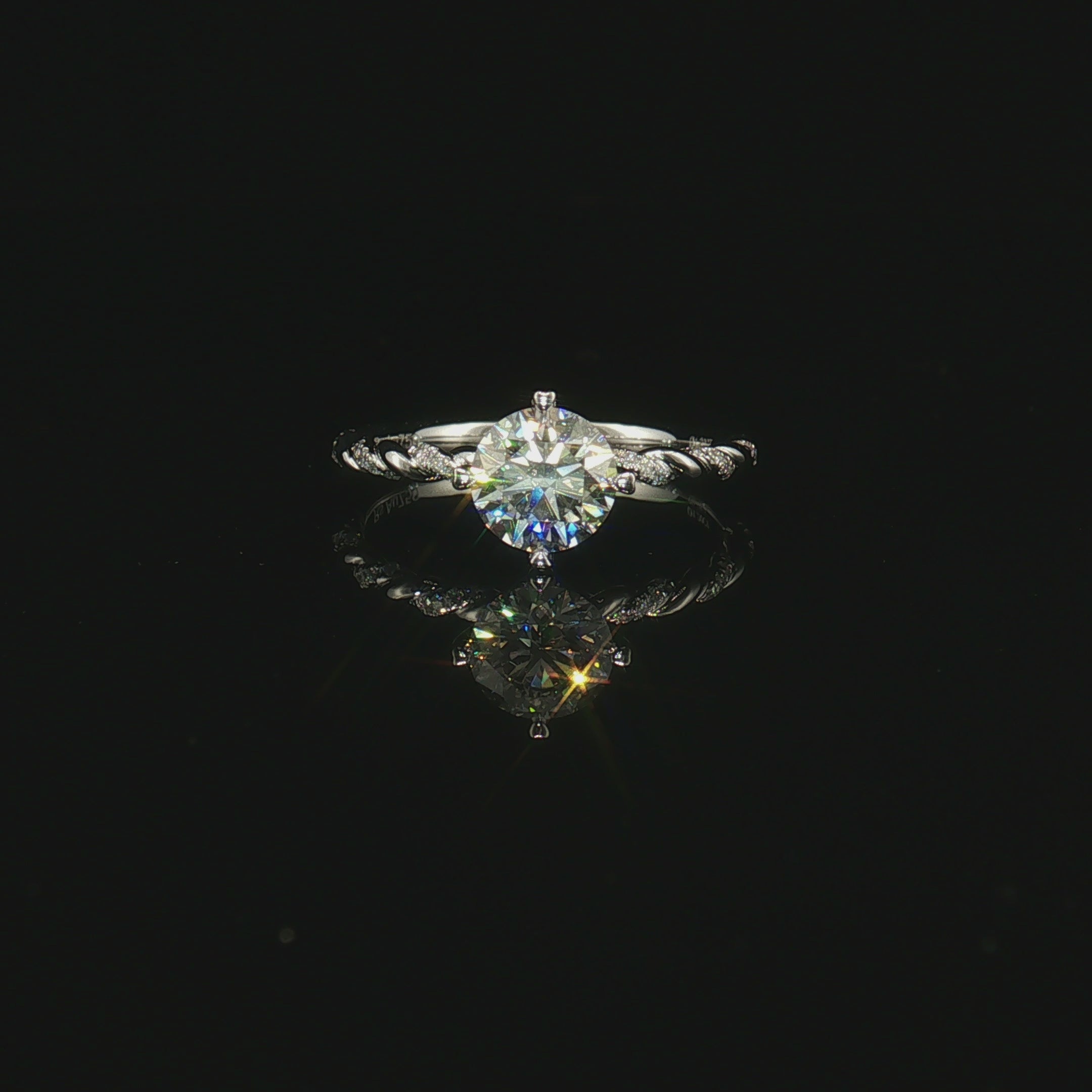 LGT0612 - Setting Only Round Diamond Twisted Pavé Engagement Ring
