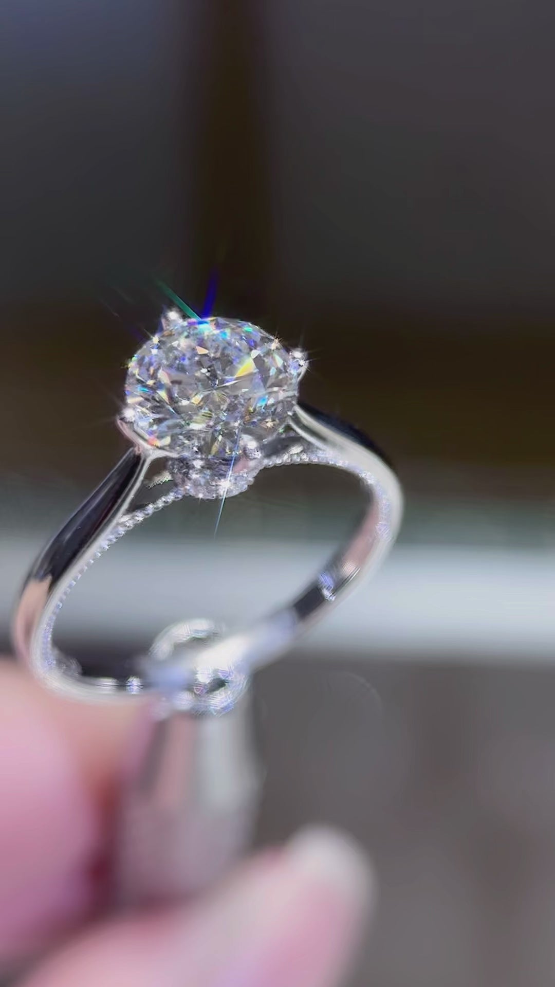 LGN1031 - [Setting Only] Four Prong Solitaire Bead Edge Engagement Ring