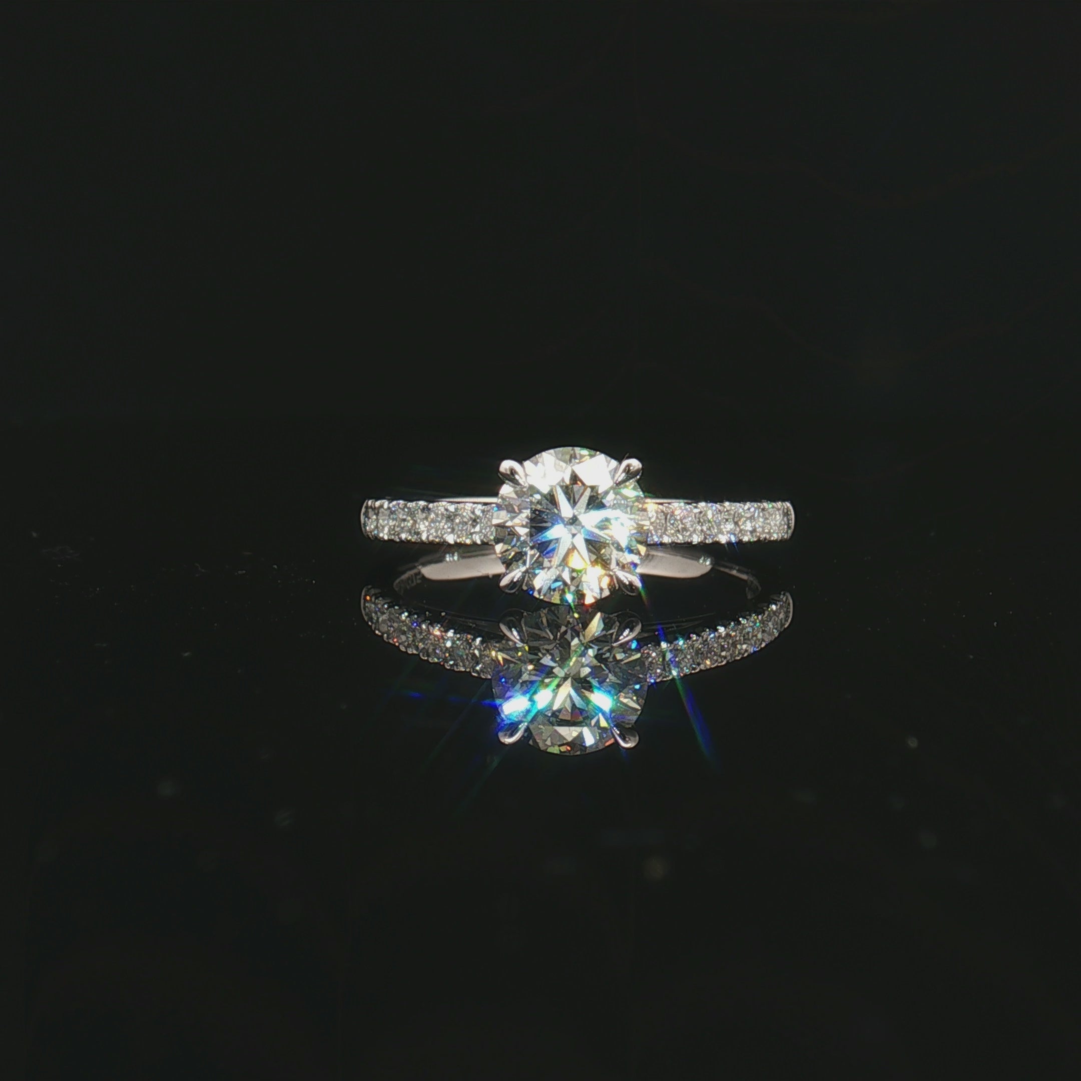 KT14 - [Setting Only] Four Prong Side Stone Diamond Engagement Ring