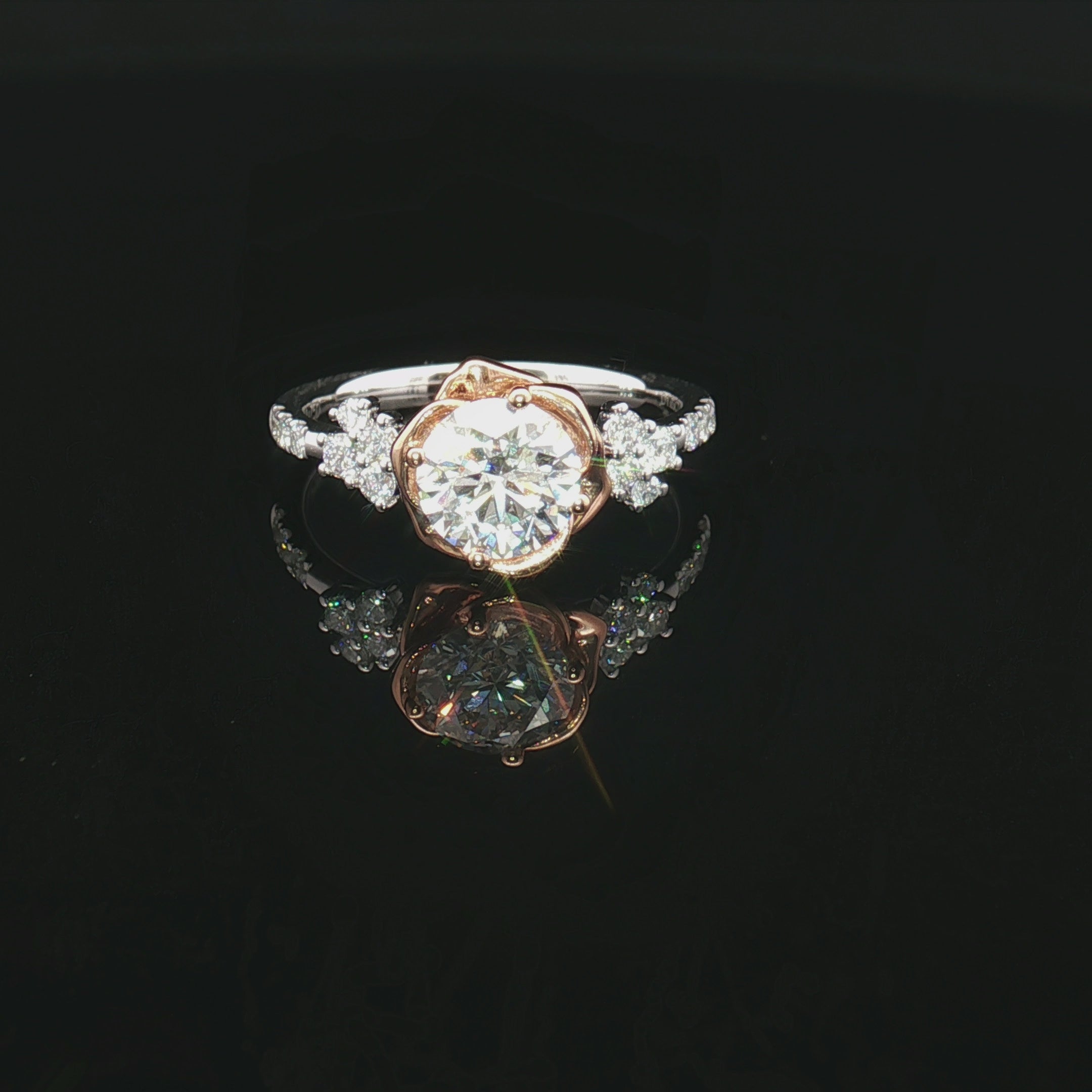 LGV409 - [Setting Only] Floral Side Stone Diamond Engagement Ring