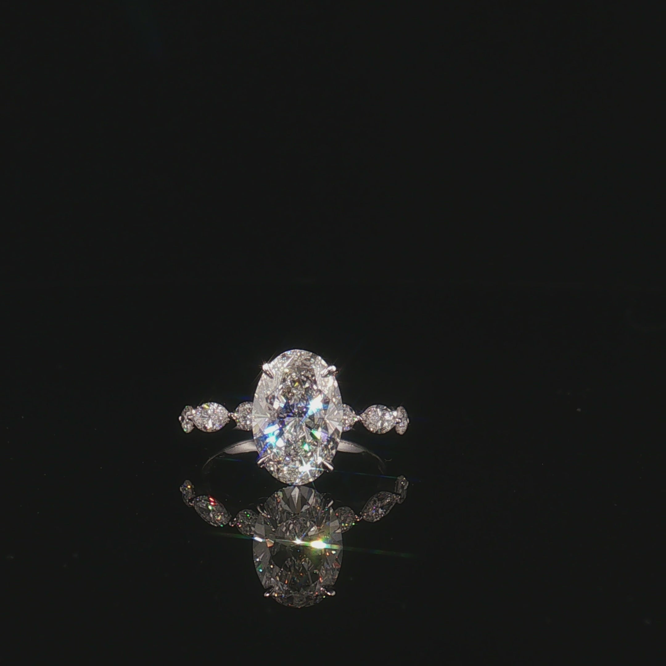 LGT0401 - [Setting Only] Oval Cut Sidestone Engagement Ring