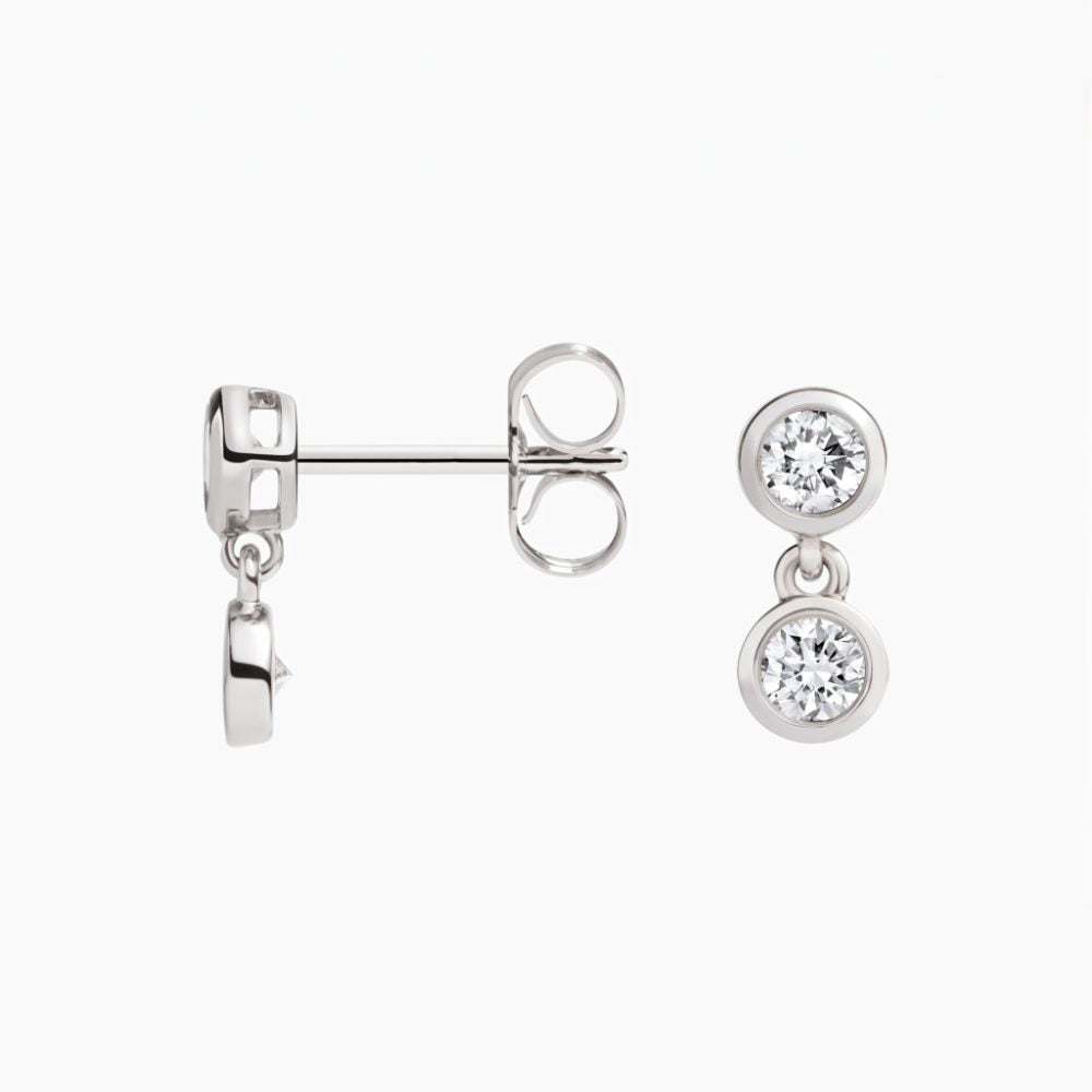 LE738 - Dua Round Lab Diamond Bezel Drop Earrings 0.4CTW