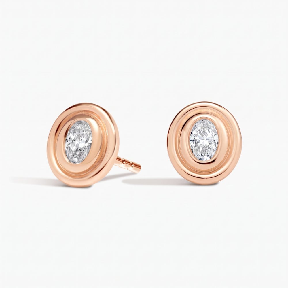 LE2689 - Vera Oval Lab Diamond Bezel Stud Earrings 0.30 CTW
