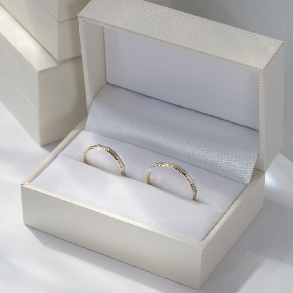 Two Tone Gold Unique Couple Wedding Ring Set - WM26