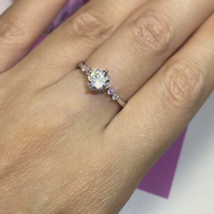 T20 - 0.80CT Round Brilliant Cut Side stone Engagement Ring
