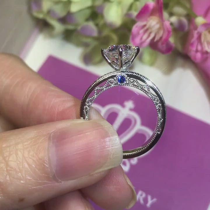 V4 - Vintage Side Stone Engagement Ring