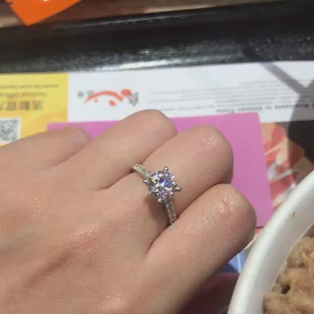 T14 - Four Prong Side Stone Engagement Ring