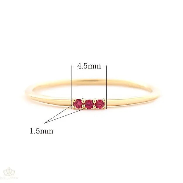 18K Light Luxury Three Stone Lab Grown Ruby Ring - LR10 - Roselle Jewelry