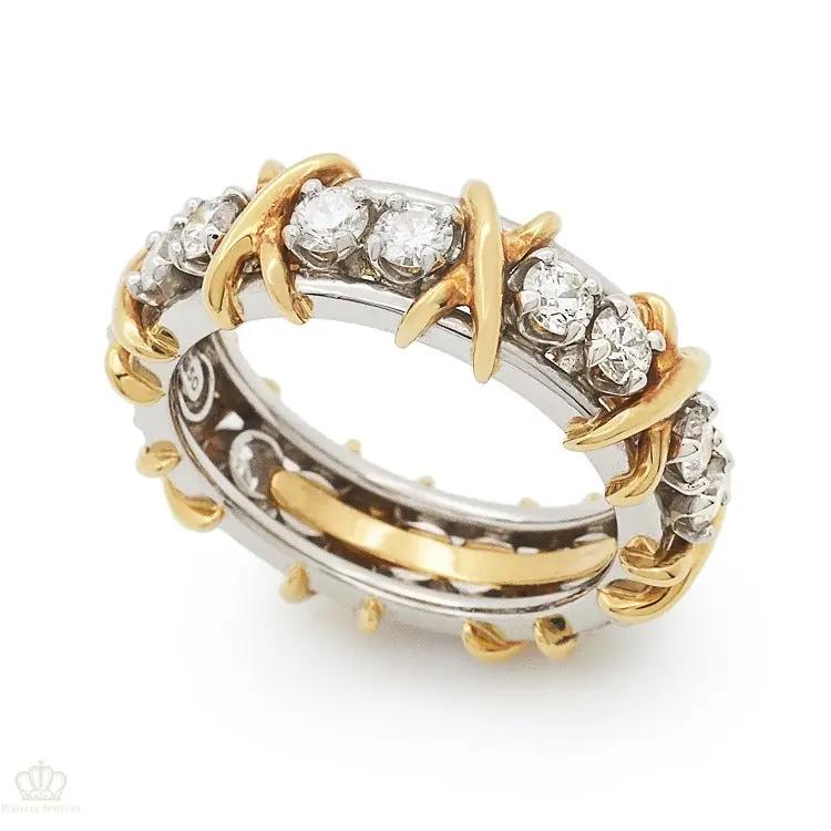 1.14CTW 18K Two Tone Gold Eternity Fashion Diamond Band Ring - FR001 - Roselle Jewelry