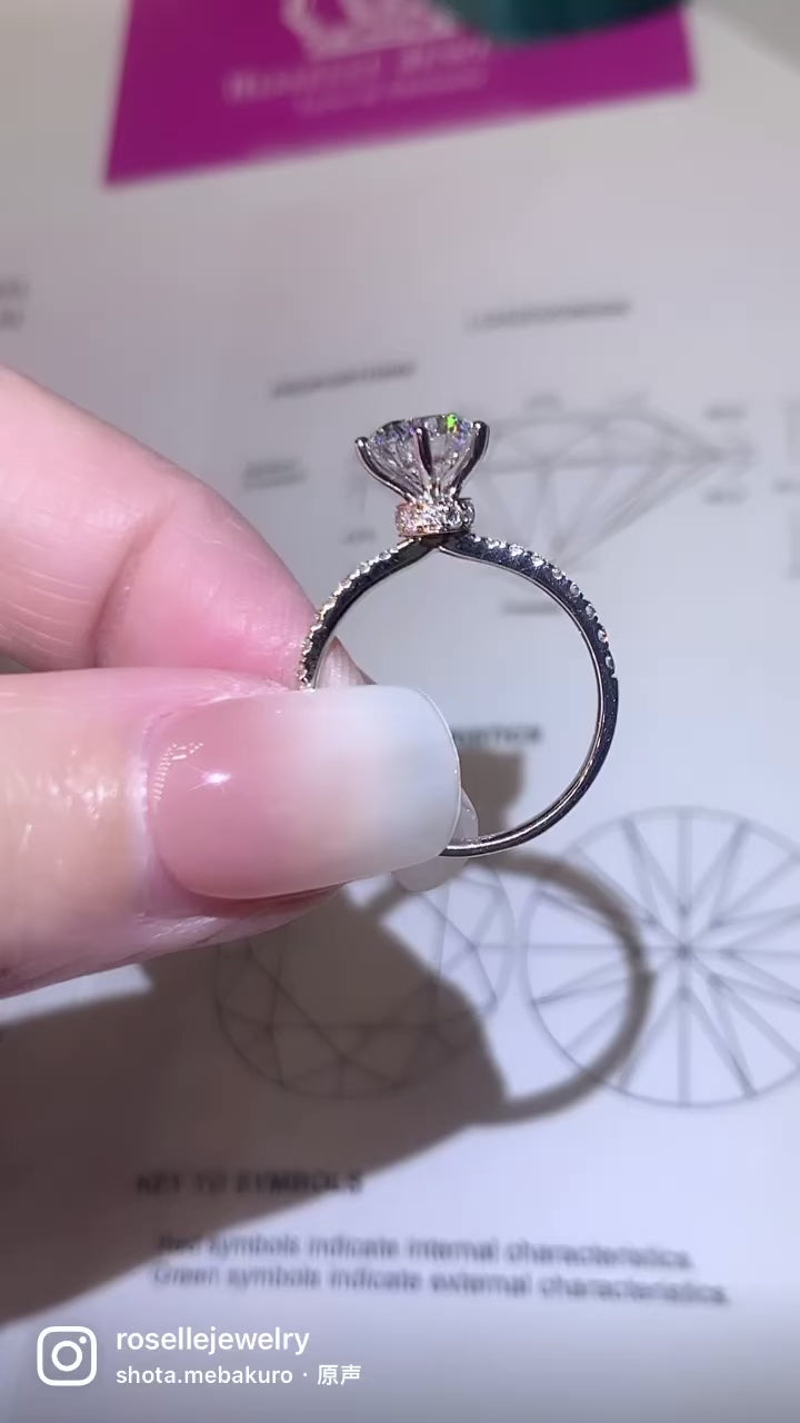 Custom Order Floral Two Tone Diamond Side Stone Engagement Ring [Setting Only] - EC102