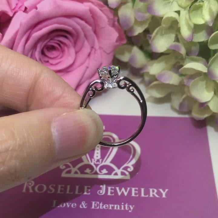 V20 - Round Brilliant Cut Filigree Solitaire Engagement Ring