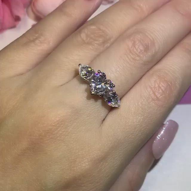 T19 - Heart Shape Three Stone Engagement Rings