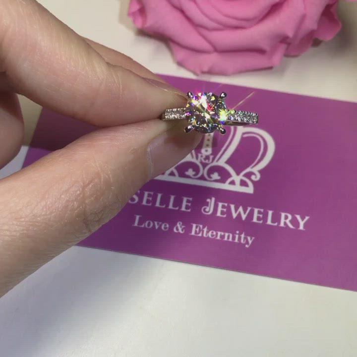 T14 - Four Prong Side Stone Engagement Ring