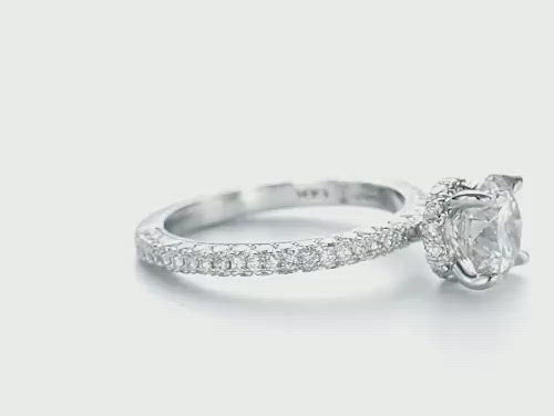 Pave Diamond Hidden Halo Engagement Ring [Setting Only] - EC059