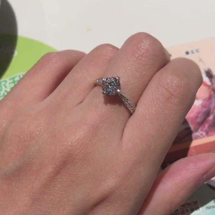 T13 - Heart Shape Four Prong Side Stone Engagement Ring