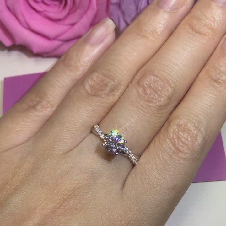 T17 - Twist Side Stone Engagement Ring