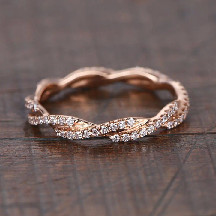 Twin Bridal Stacking Twist Eternity Diamond Ring - LR20 - Roselle Jewelry