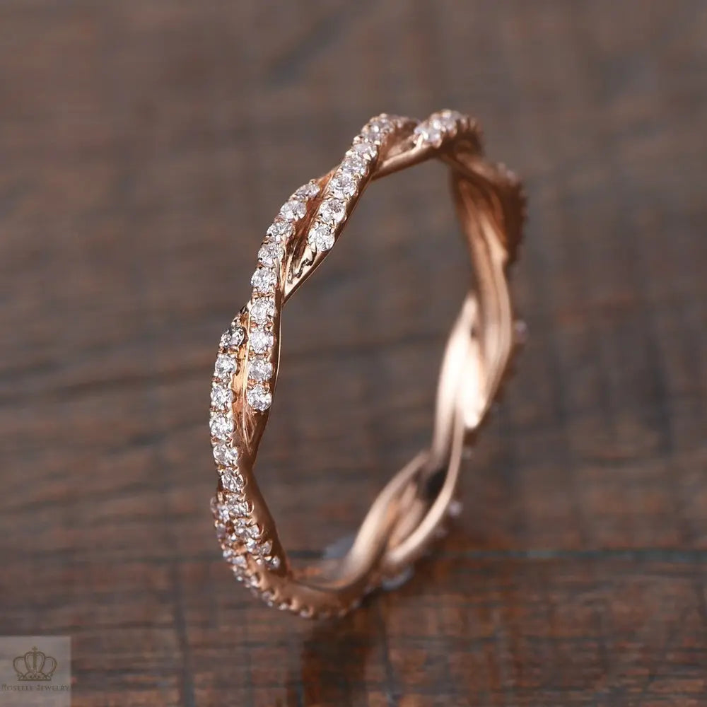 Twin Bridal Stacking Twist Eternity Diamond Ring - LR20 - Roselle Jewelry