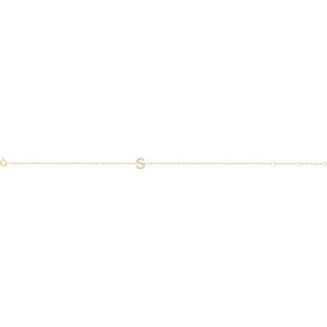 Delicate Pave Diamond Initial Letter Bracelet - SB002 - Roselle Jewelry