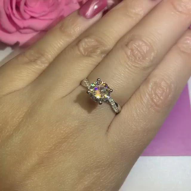 T17 - Twist Side Stone Engagement Ring