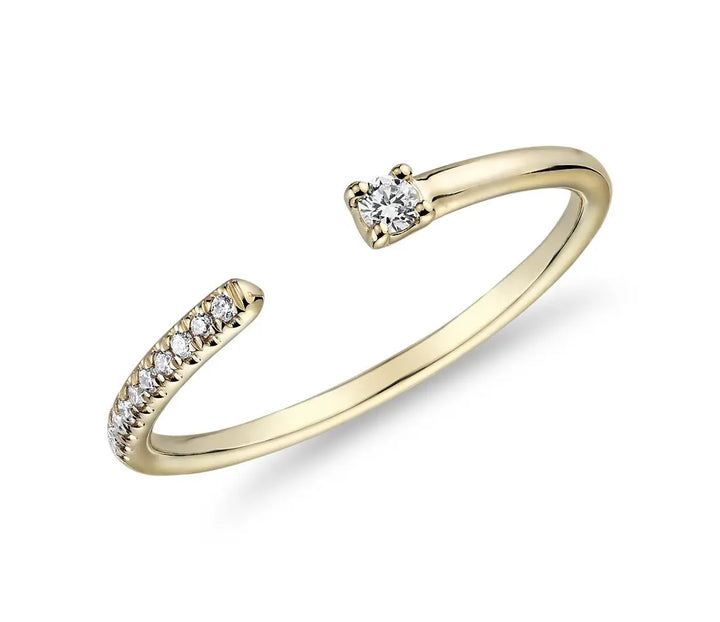 Ultra Mini Diamond Pave Open Stackable Fashion Diamond Ring - LR13 - Roselle Jewelry