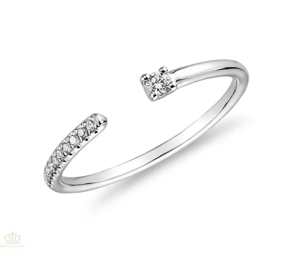 Ultra Mini Diamond Pave Open Stackable Fashion Diamond Ring - LR13 - Roselle Jewelry
