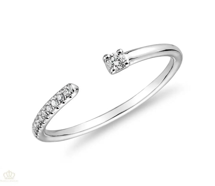 Ultra Mini Diamond Pave Open Stackable Fashion Diamond Ring - LR13 - Roselle Jewelry