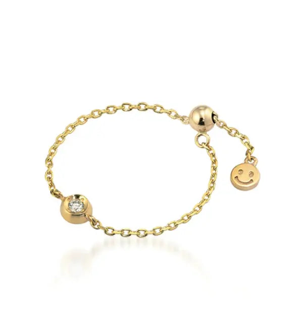 18K Light Luxury Round Smile Chain Rings - LR8 - Roselle Jewelry