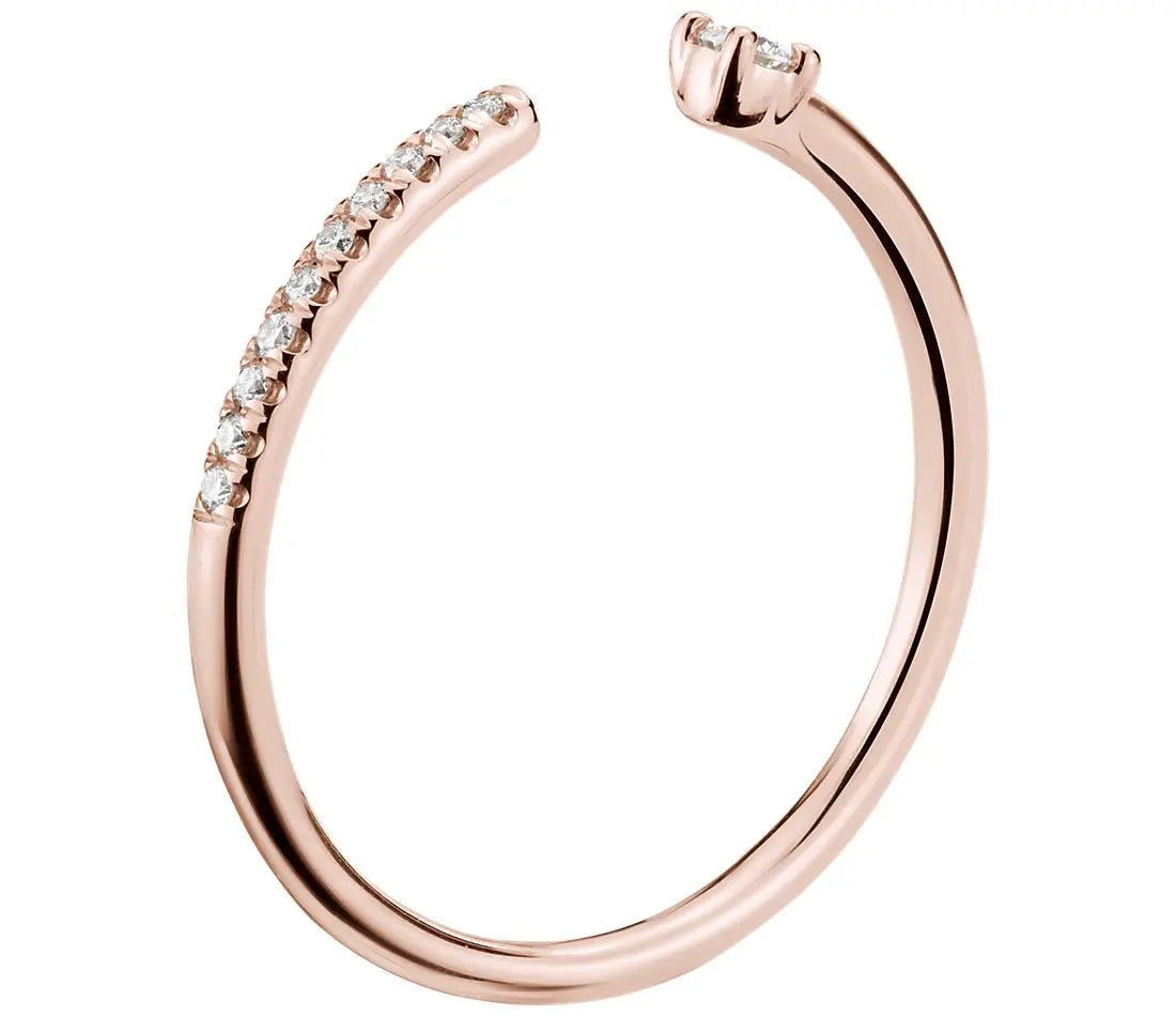 Ultra Mini Diamond Pave Open Stackable Fashion Diamond Ring - LR13 - Roselle Jewelry