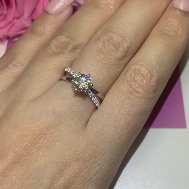 T48 - Four Prong Staggered Engagement Ring