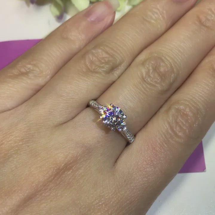 V1 - Vintage Side Stone Engagement Ring