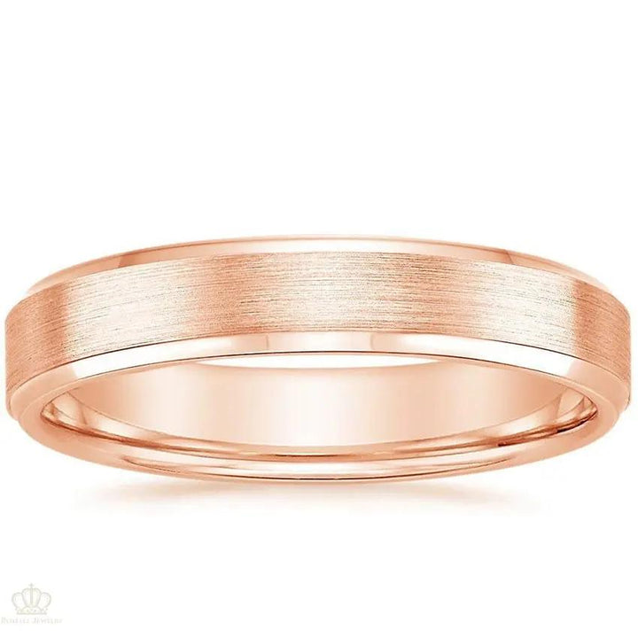 4mm Men's Beveled Edge Matte Wedding Ring - NM29 - Roselle Jewelry