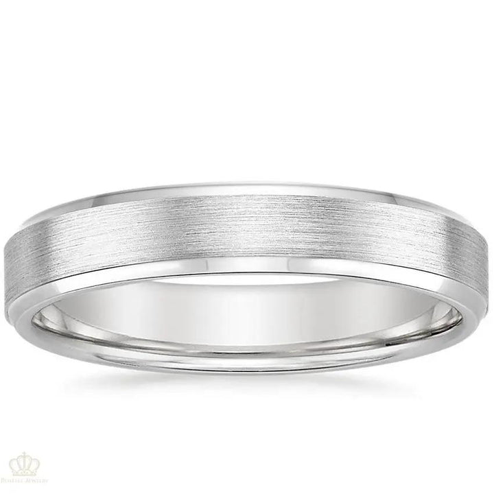 4mm Men's Beveled Edge Matte Wedding Ring - NM29 - Roselle Jewelry