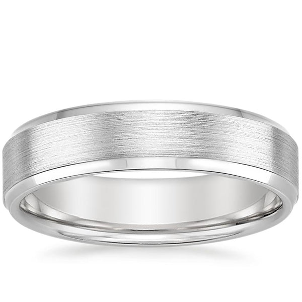 5.5mm Men's Beveled Edge Matte Wedding Ring - NM30 - Roselle Jewelry
