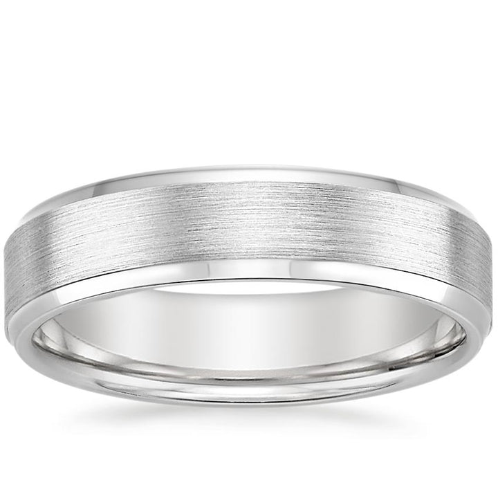 5.5mm Men's Beveled Edge Matte Wedding Ring - NM30 - Roselle Jewelry