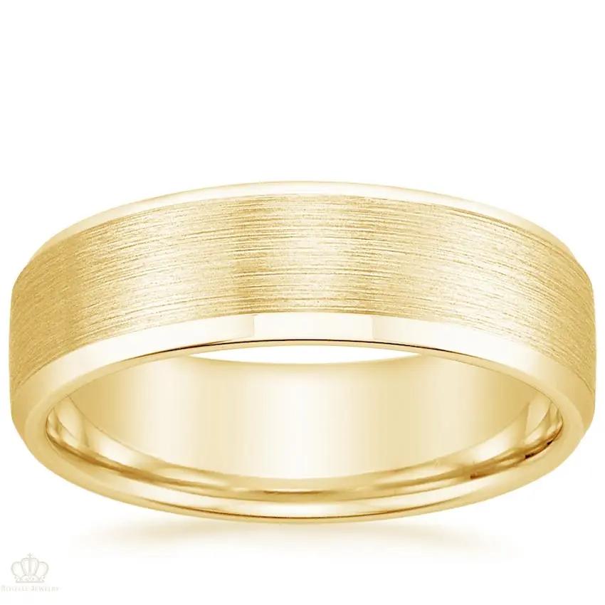 6.5mm Men's Beveled Edge Matte Wedding Ring - NM31 - Roselle Jewelry