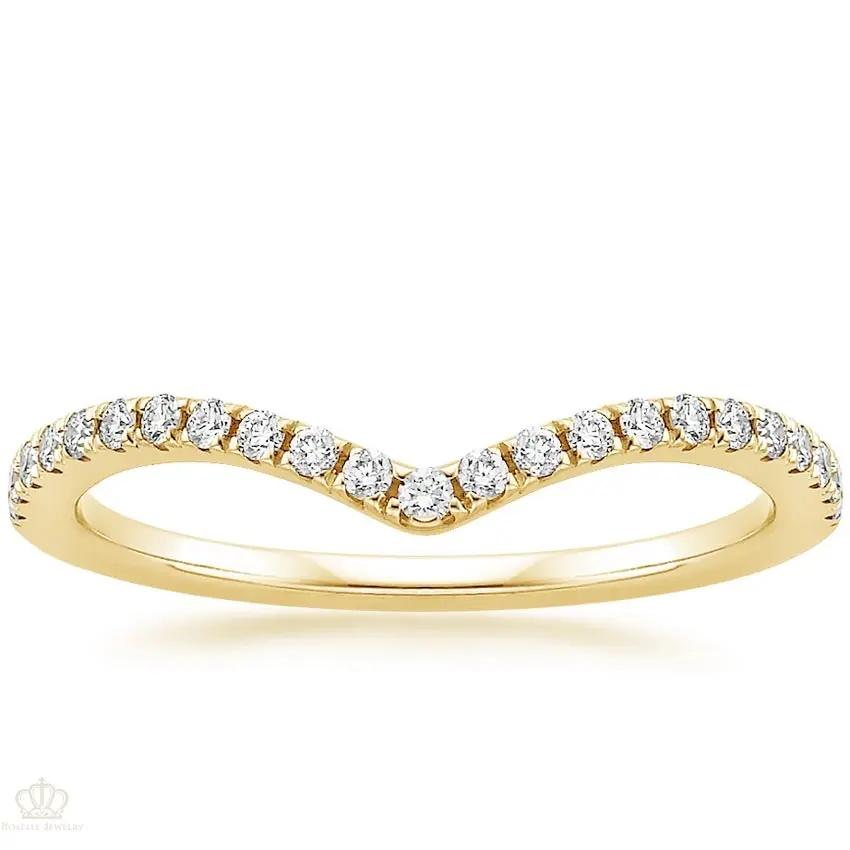 0.17CTW Flair V Shape Wedding Band Ring - LR28 - Roselle Jewelry