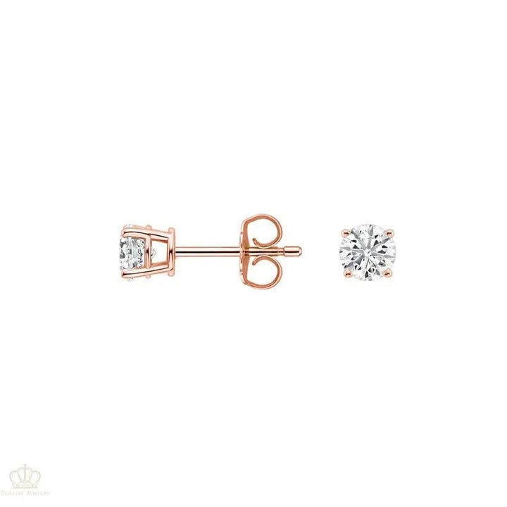 0.40CTW Four Prong Round Diamond Stud Earrings - SE012 - Roselle Jewelry