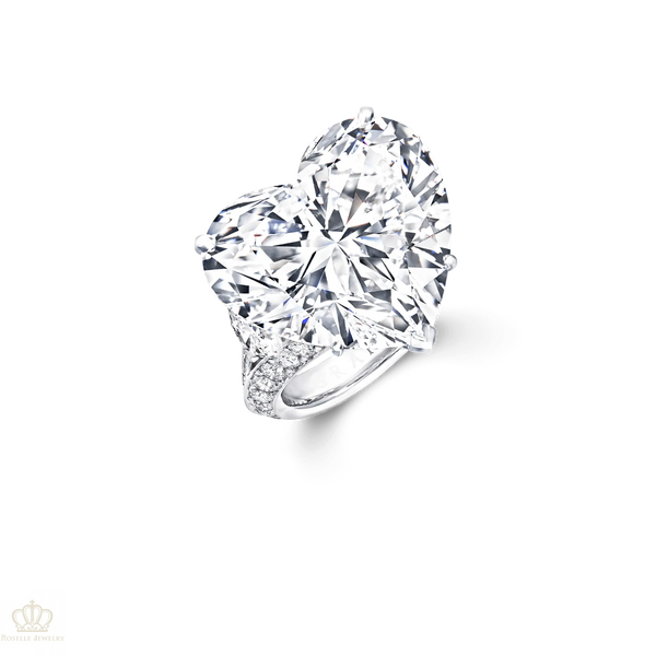 18K White Gold Heart Shape Side Stone Customize Engagement Ring - TH10 - Roselle Jewelry