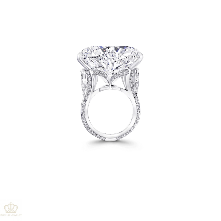 18K White Gold Heart Shape Side Stone Customize Engagement Ring - TH10 - Roselle Jewelry