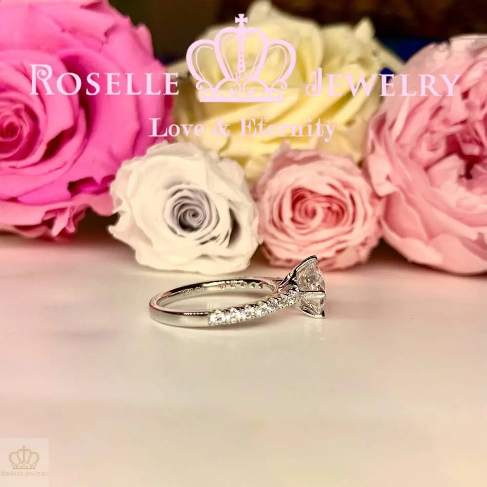 Four Prong Side Stone Engagement Ring - T23 - Roselle Jewelry