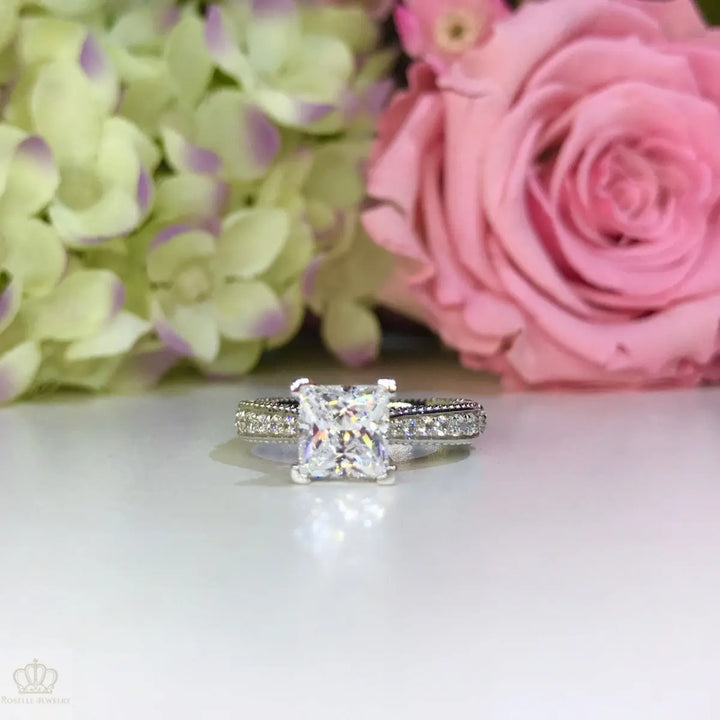 Princess Cut Vintage Engagement Ring - V15 - Roselle Jewelry
