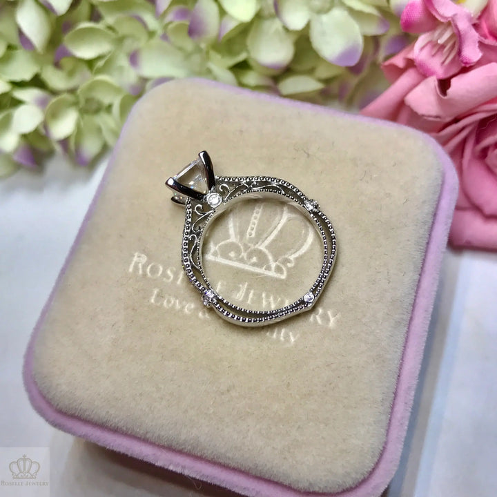 Princess Cut Vintage Engagement Ring - V15 - Roselle Jewelry