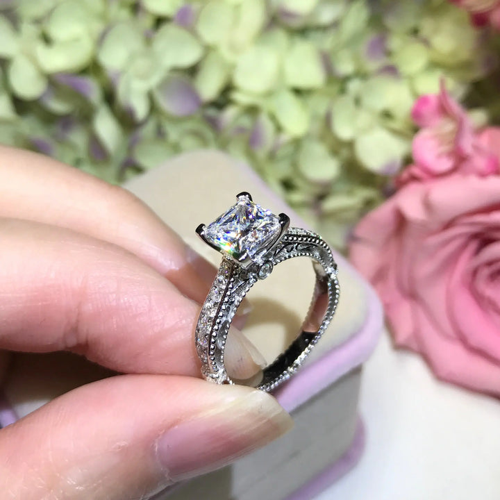 Princess Cut Vintage Engagement Ring - V15 - Roselle Jewelry