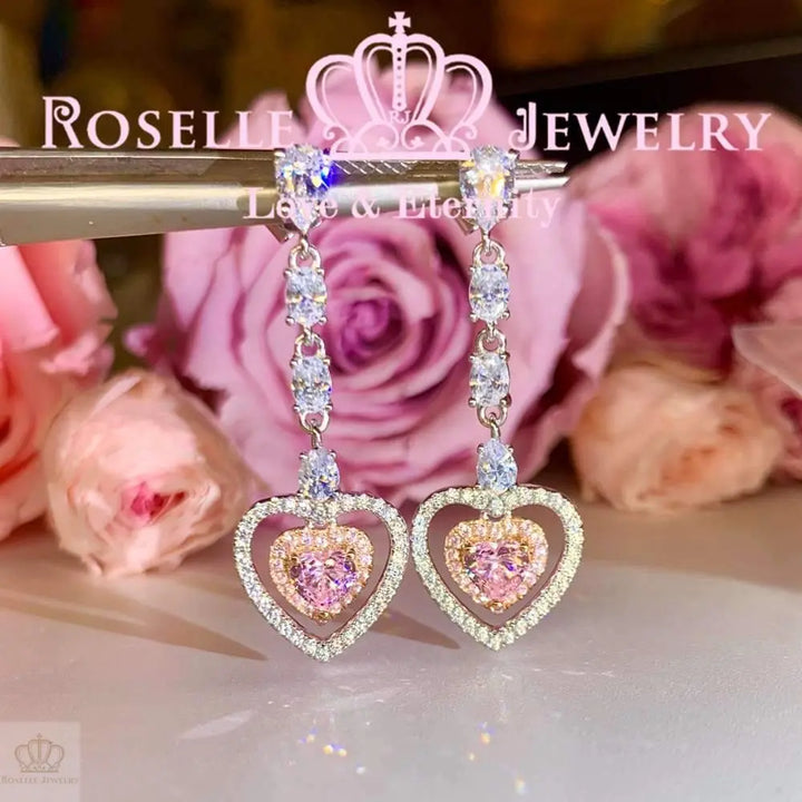Heart Shape Drop Earrings - EH3 - Roselle Jewelry