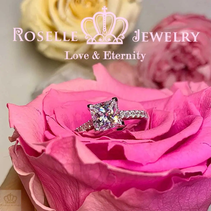 Princess Cut Side Stone Engagement Ring - TS3 - Roselle Jewelry