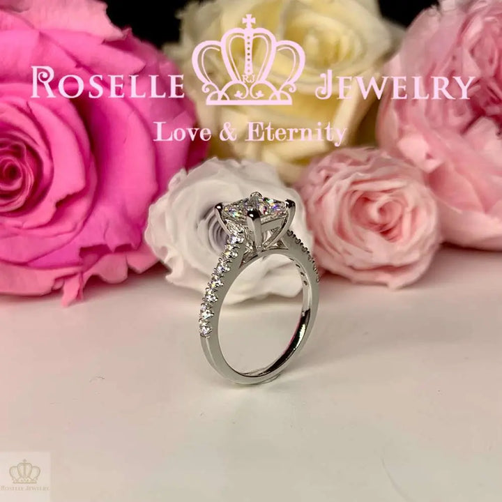 Princess Cut Side Stone Engagement Ring - TS3 - Roselle Jewelry