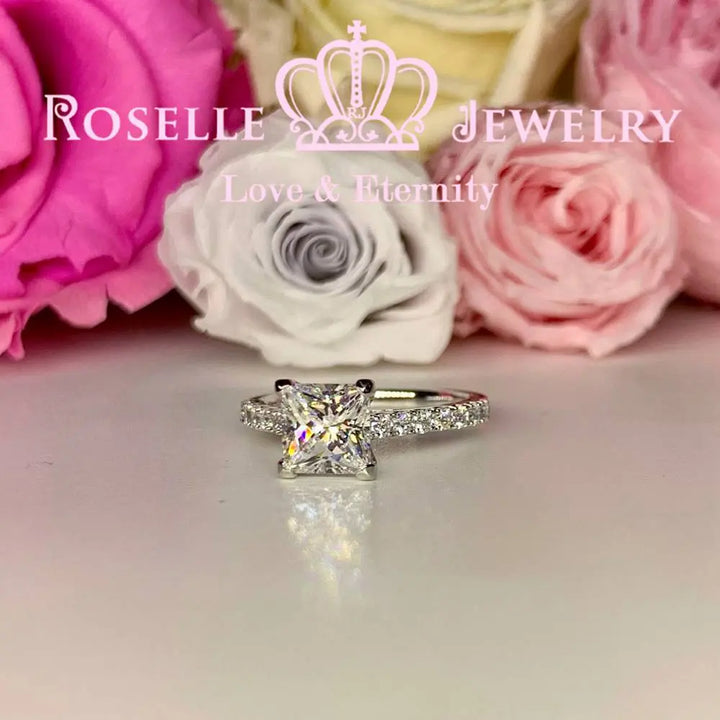 Princess Cut Side Stone Engagement Ring - TS3 - Roselle Jewelry